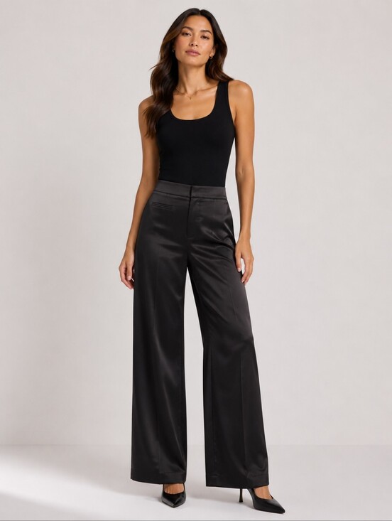 JS Boutique Pants - ❤️ JS BOUTIQUE SATIN WIDE LEG PANTS / TROUSERS, BLACK, 6P (28 PETITE)